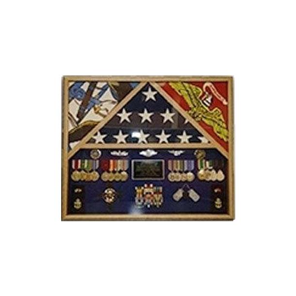 3 Flags Military Shadow Box, Flag Case For 3 Flags