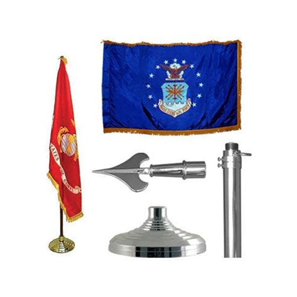 Silver Air Force Indoor Flagpole Kit - 7ft Pole - Army Spear