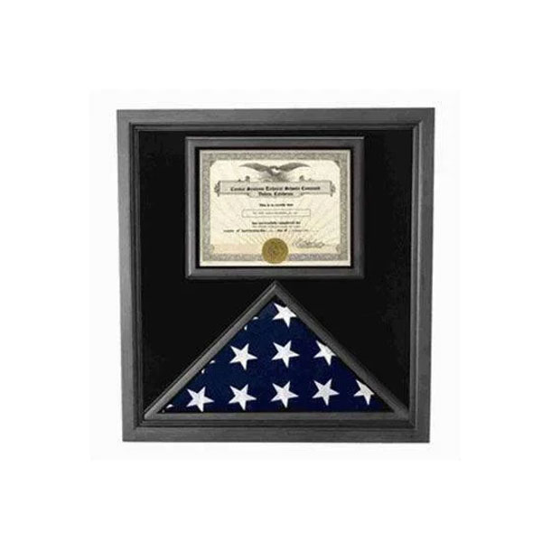 Premium USA Made Solid Wood Flag Document Case Black Finish
