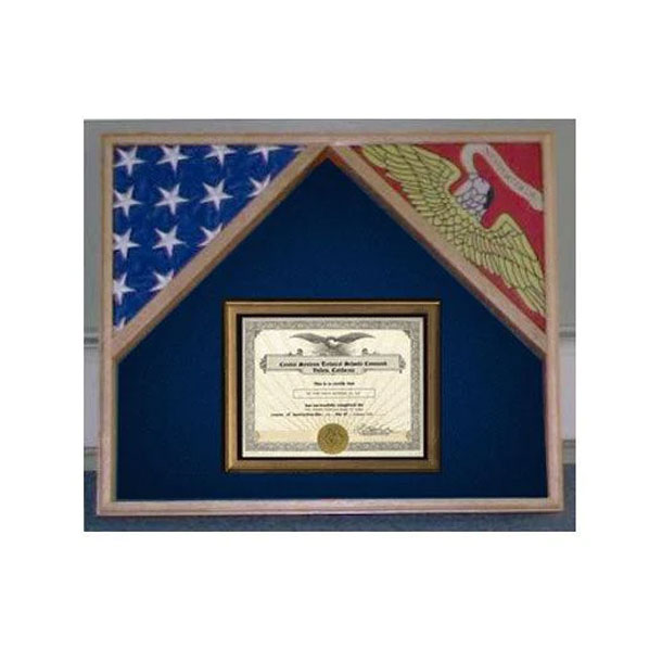 Military Flag Case For 2 Flags And Certificate Display Case