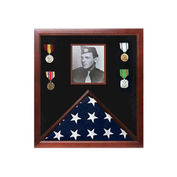 Photo Flag And Medal Display Case, Flag Photo Frame