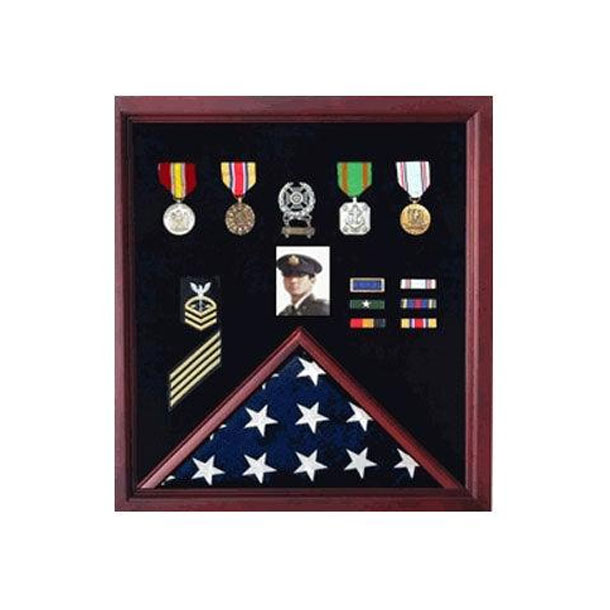 Flag Photo And Badge Display Case For Veterans
