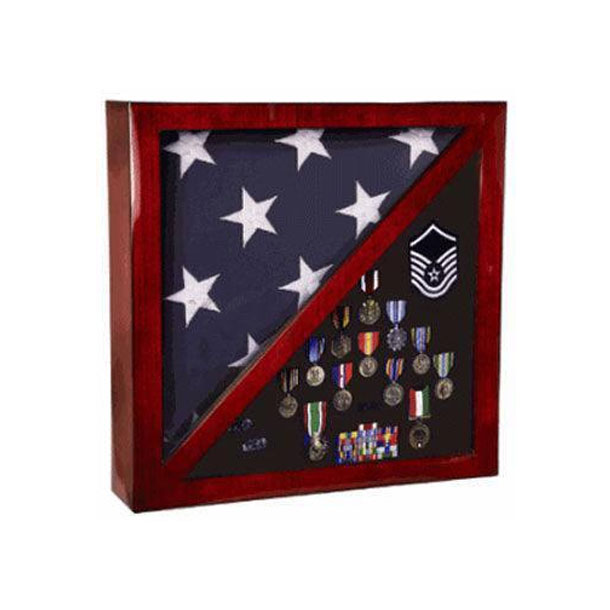 Cherry Flag And Medal Display Case Premium Wood