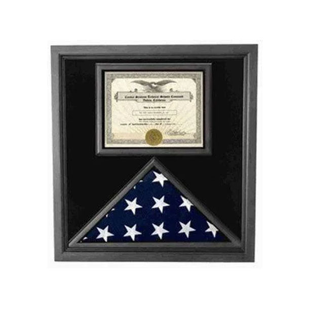 Premium USA Made Solid Wood Flag Document Case Black Finish