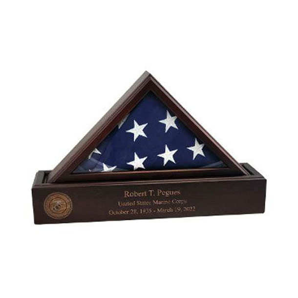 Flag And Personalized Pedestal Display Case - For 3x5 Flag