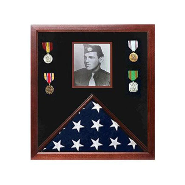 Photo Flag And Medal Display Case, Flag And Photo Frame